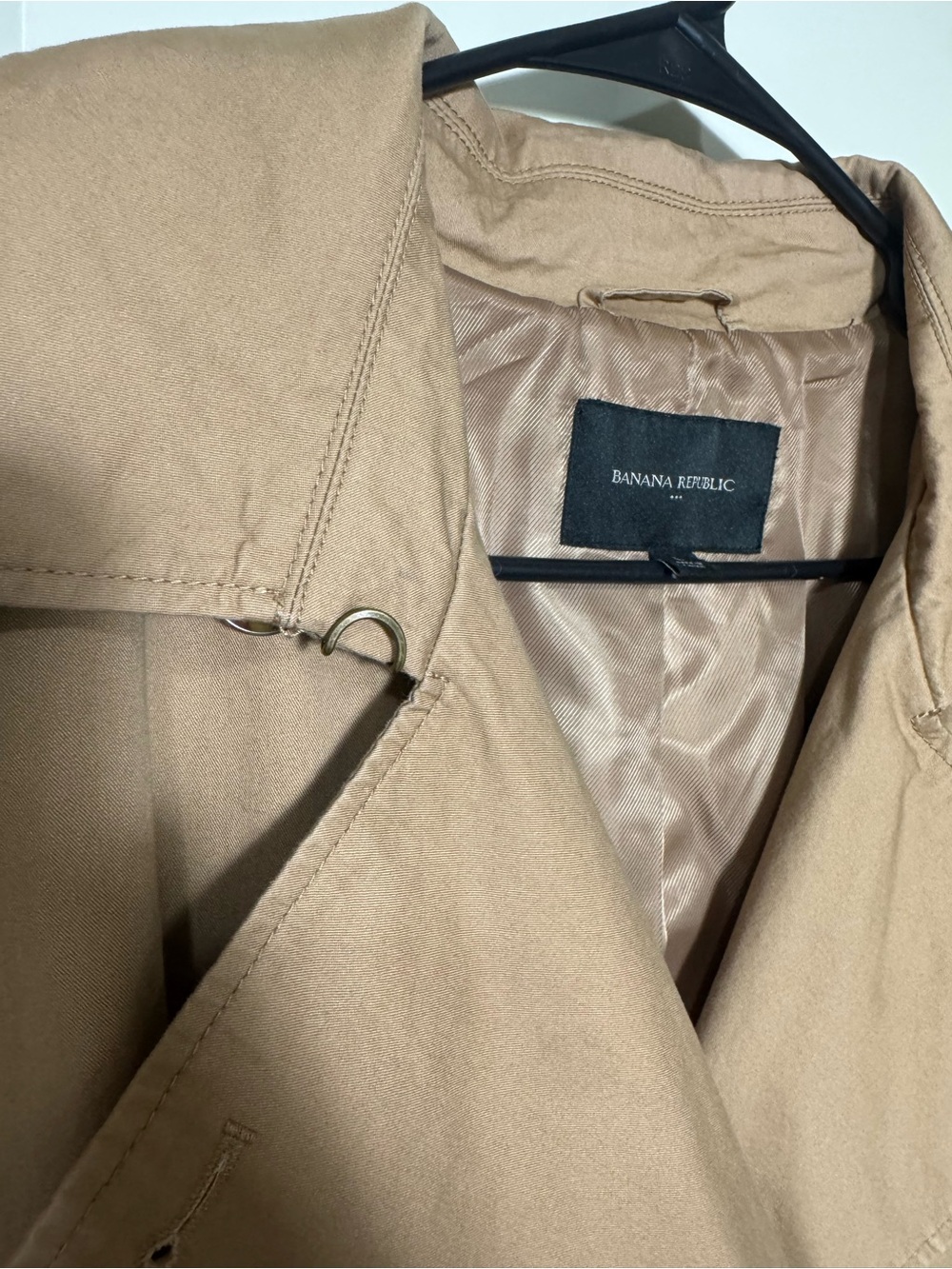 Banana Republic Women’s Beige Trench Coat Long Belted Lined Button Front L - Picture 4 of 7